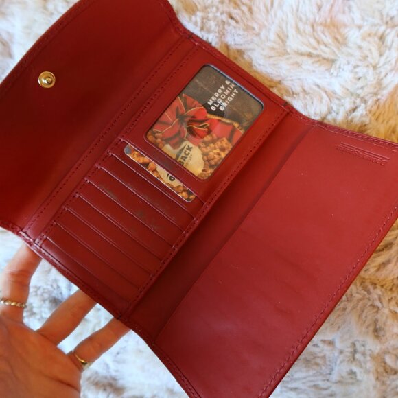 Dooney & Bourke Red Smooth Leather Trifold Clutch - Picture 3 of 4